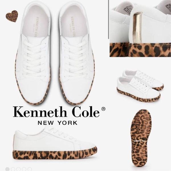 美國 Kenneth Cole 經典皮革款豹紋小白鞋 