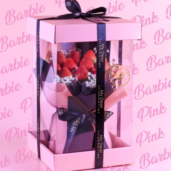 Barbie Pink 芭比粉草莓花束禮盒組 My Dear strawberries,草莓,花禮,花束,浪漫,送禮,創意禮物,strawberry,bouquet,禮物,生日禮物,生日創意禮物,祝福