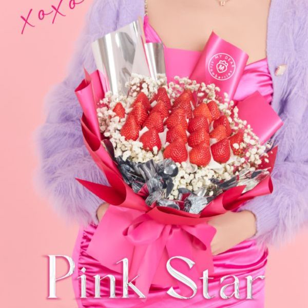 【2024情人節首選】Pink Star Valentine 大型草莓花束 My Dear strawberries,草莓,花禮,花束,浪漫,送禮,創意禮物,strawberry,bouquet,禮物,生日禮物,生日創意禮物,祝福