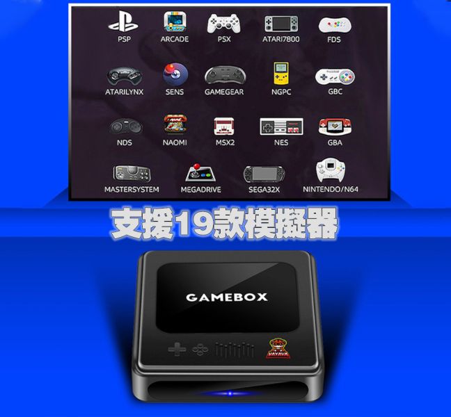 Game BOX PLUS 雙系統復古遊戲盒 模擬器整合系統+機上盒架構 Emuelec系統精美UI介面中文化選單 內含豐富配件 豐富遊戲 新手入門款 開機即玩 