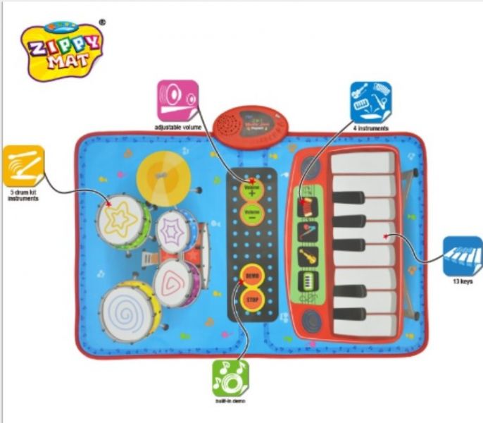 小號迷你款雙人二合一 爵士架子鼓 電子琴 遊戲毯 兒童益智玩具 鋼琴 打鼓 可同步進行  樂器學習 音感練習 演奏毯 