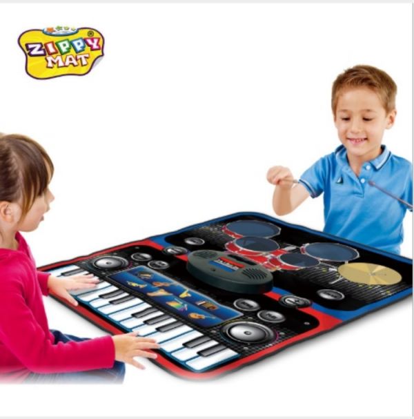 大號爵鼓鋼琴款 雙人二合一 爵士架子鼓 電子琴 遊戲毯 兒童益智玩具 鋼琴 打鼓 可同步進行 樂器學習 音感練習 演奏毯 
