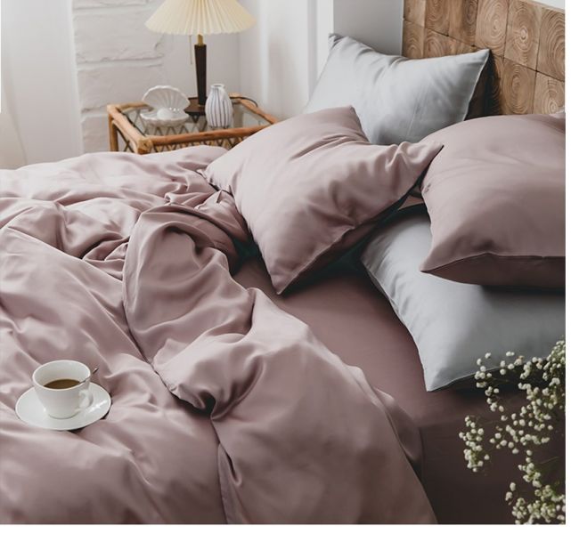 灰粉玫瑰色-輕奢絲滑天絲床包組 床包,床套,冰絲,天絲,夏季床單
