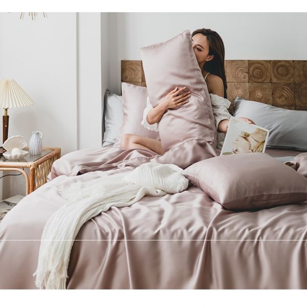 灰粉玫瑰色-輕奢絲滑天絲床包組 床包,床套,冰絲,天絲,夏季床單
