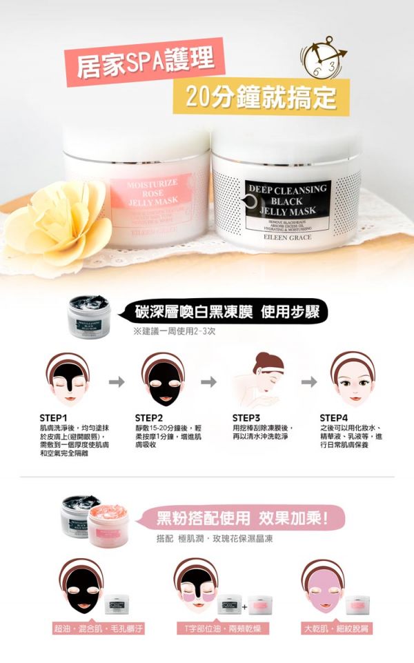 [Free Gift] SPA Facial Mask Kit - Black Jelly Mask & Rose Jelly Mask/ either 4, 黑凍膜,玫瑰凍膜