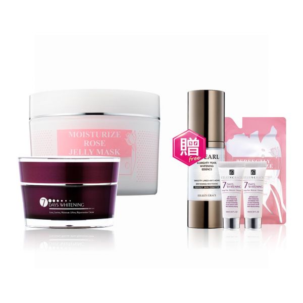 [Free Gift] Bright White Scrub Kit – Rose Jelly Mask & Peeling Cream/ 2pcs, plus Soap-Free plus Scalp Mask 20ml 火山泥、面膜、泥膜、去角質、保濕、亮白、玫瑰