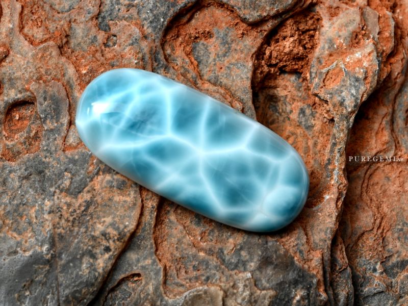 最高級數 / 頂級玉化拉利瑪裸石墜 拉利瑪,海紋石,Larimar,藍色針鈉鈣石,多明尼加共和國,亞特蘭提斯之石