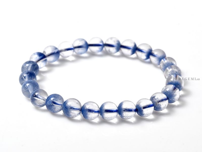 最高級數 / 頂級淨體料藍線石手珠 藍線石,藍線石水晶,藍髮晶,Dumortierite