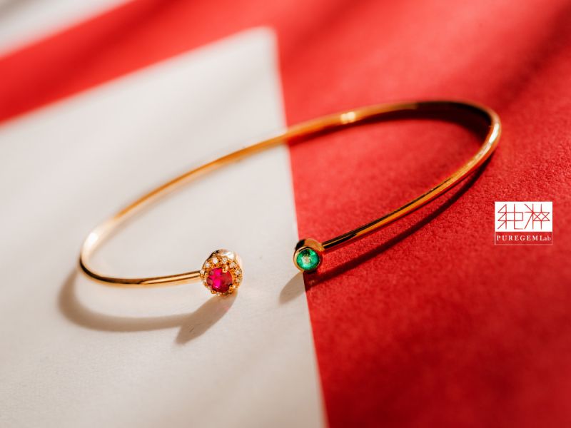 頂級天然紅寶石佐祖母綠18K玫瑰金鑽石手環 寶石,珠寶,珠寶設計,吊墜,項鍊,耳環,戒指