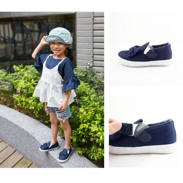現貨 台灣製親子鞋 蕾絲魔鬼氈兒童休閒鞋-深藍色 台灣製親子鞋,兒童休閒鞋