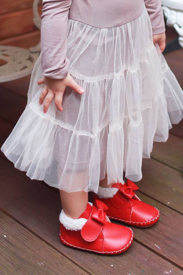 現貨 台灣製低筒雪靴寳寳靴-聖誕紅 學步鞋品牌,Little Garden,寳寳靴,低筒學步鞋,兒童雪靴,嬰兒雪靴