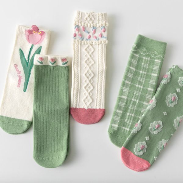 小小的花園 鬱金香短襪-一組五雙 
