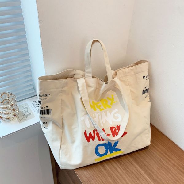 韓國帆布時尚媽媽包 購物袋-共兩色 