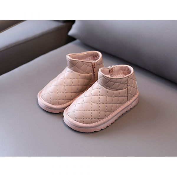 /現貨/保暖好物 菱格紋低筒雪靴-粉色 