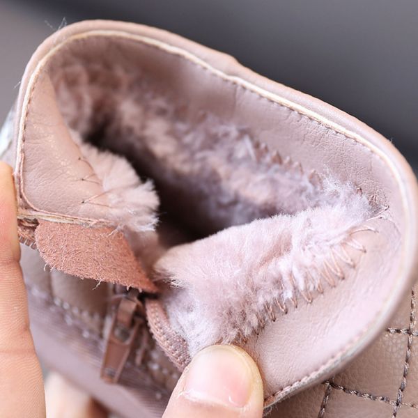 /現貨/保暖好物 菱格紋低筒雪靴-粉色 