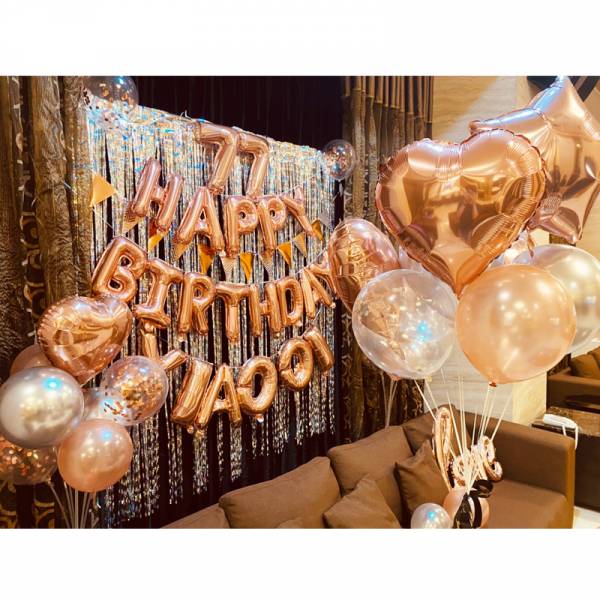 【台北24H出貨】 豪華玫瑰金系氣球生日套餐 生日氣球 派對佈置 氣球佈置 派對氣球 生日 氣球 空飄氣球 生日佈置 生日氣球