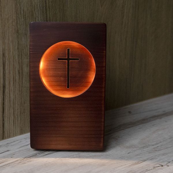 十字架木紋夜燈-深色-升級充電款 