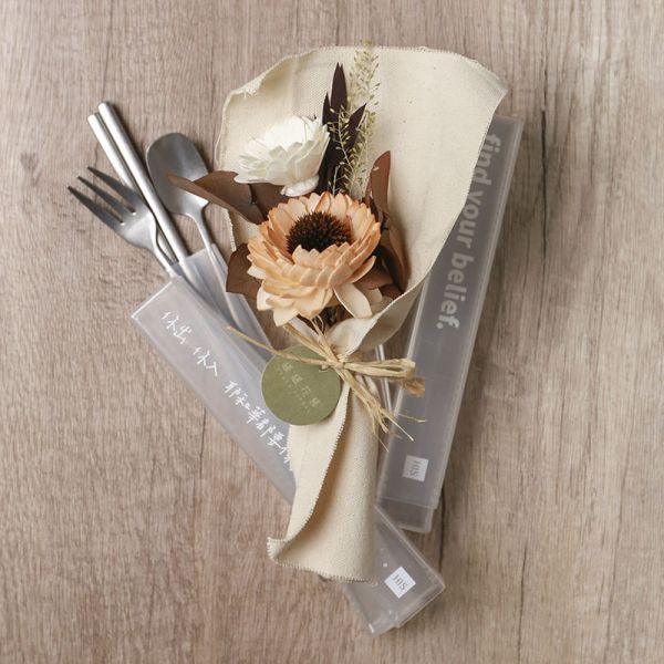 拉拉盒-不銹鋼餐具組-小花束組合 