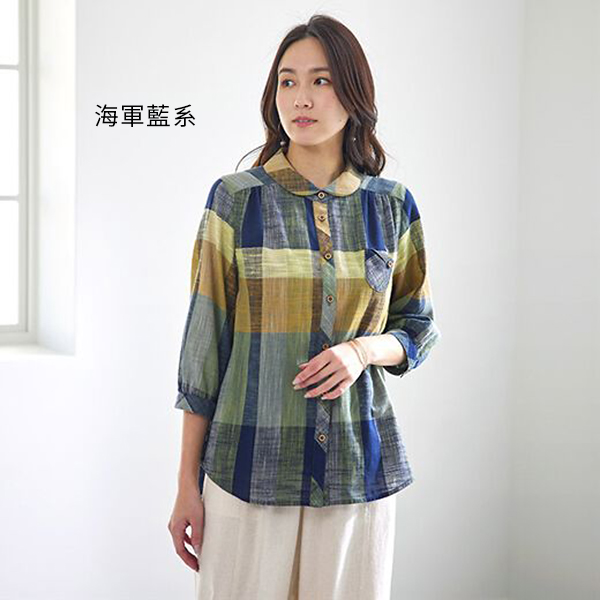 日本代購-竹節紗格紋口袋設計襯衫(共二色/M-LL) 日本代購,竹節紗,格紋,襯衫