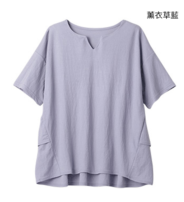 日本代購-背部褶邊鑰匙領T恤(共三色/M-3L) 日本代購,荷葉邊,鑰匙領,T恤