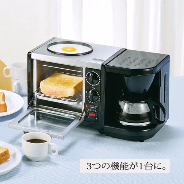 日本代購-三合一烤箱煎蛋台咖啡組 日本代購,咖啡機,烤箱,麵包機
