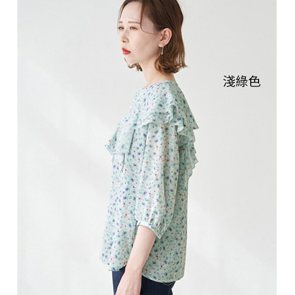 日本 HitoHana × ROPE' PICNIC 花朵荷葉邊襯衫(共二色) HitoHana,ROPE' PICNIC,荷葉邊,襯衫