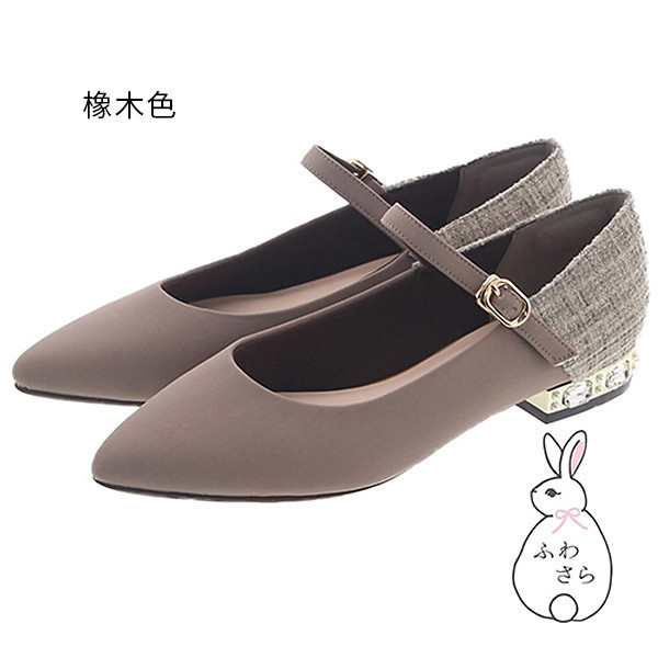 日本JELLY BEANS 花呢拼接金屬鞋跟淑女鞋-黑色 JELLY BEANS,花呢,金屬跟,淑女鞋