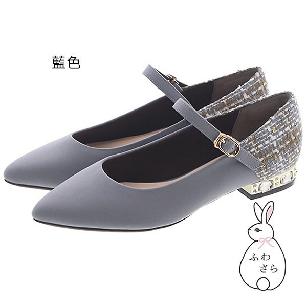 日本JELLY BEANS 花呢拼接金屬鞋跟淑女鞋-橡木色 JELLY BEANS,花呢,金屬跟,淑女鞋