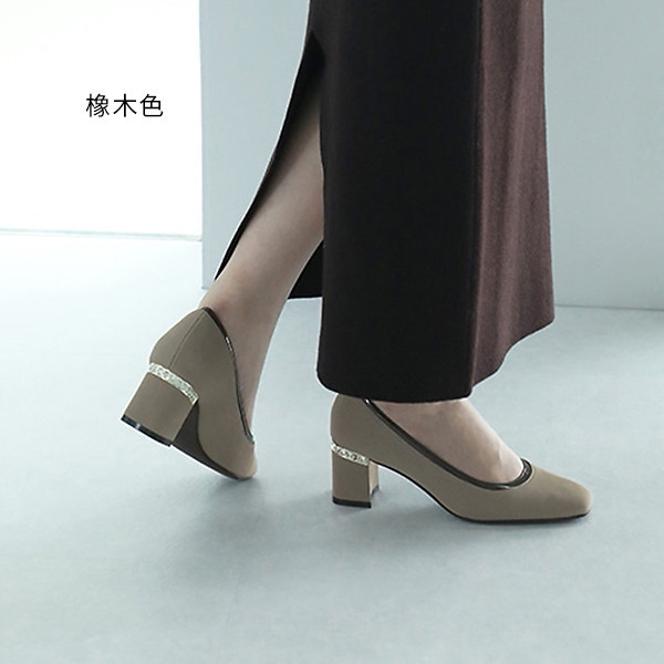 日本JELLY BEANS 鑲鑽鞋跟淺口高跟鞋-黑色 JELLY BEANS,鑲鑽,淺口,高跟鞋