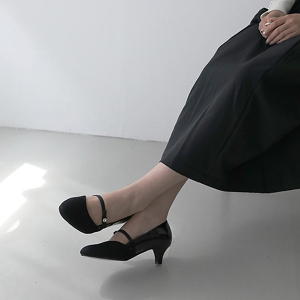 日本JELLY BEANS 異材質拼接蝴蝶結高跟鞋-黑色 JELLY BEANS,拼接,蝴蝶結,高跟鞋