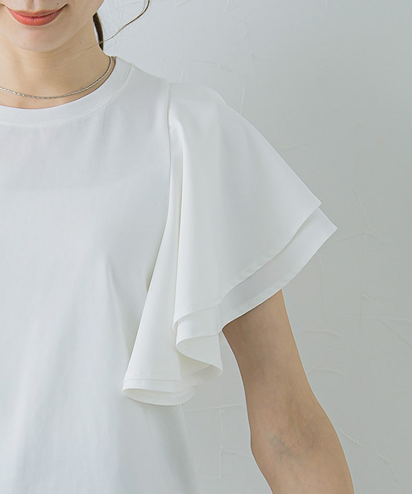 日本代購-雪紡荷葉邊寬袖拼接上衣(共二色/M-L) 日本代購,雪紡,荷葉邊,寬袖