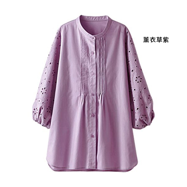 日本代購-花朵蕾絲泡泡袖襯衫(共四色/M-LL) 日本代購,蕾絲,泡泡袖,襯衫