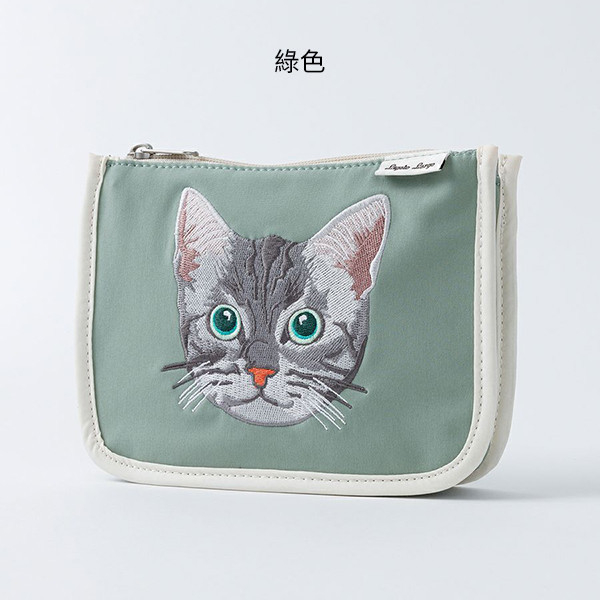 日本 Legato Largo NEKO 貓咪刺繡化妝包收納袋(共四色) Legato Largo,貓,刺繡,化妝包