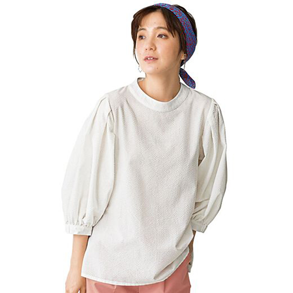 日本代購-後綁結泡泡袖上衣(共二色/M-LL) 日本代購,刺繡,綁結,泡泡袖