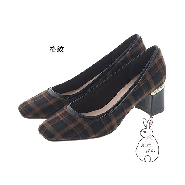 日本JELLY BEANS 鑲鑽鞋跟淺口高跟鞋-格紋 JELLY BEANS,鑲鑽,淺口,高跟鞋