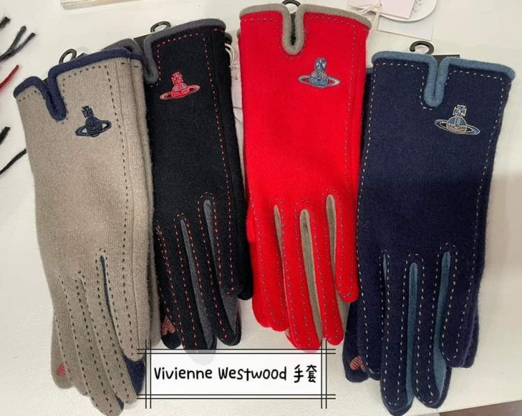 日本代購-Vivienne Westwood滾邊毛料手套 Vivienne westwood混羊皮手套