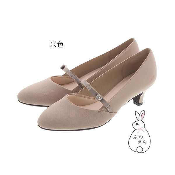 日本JELLY BEANS 異材質拼接蝴蝶結高跟鞋-米色 JELLY BEANS,拼接,蝴蝶結,高跟鞋