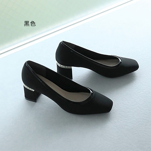 日本JELLY BEANS 鑲鑽鞋跟淺口高跟鞋-橡木色 JELLY BEANS,鑲鑽,淺口,高跟鞋