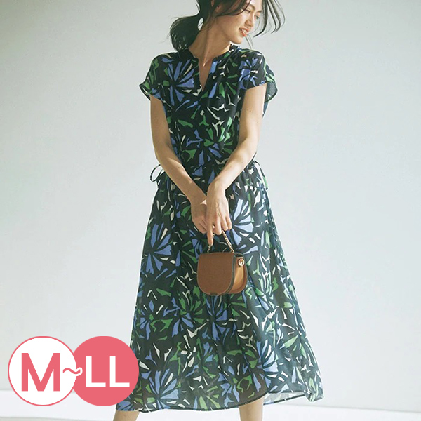 日本代購-配色插畫風印花洋裝(M-LL) 日本代購,配色,洋裝