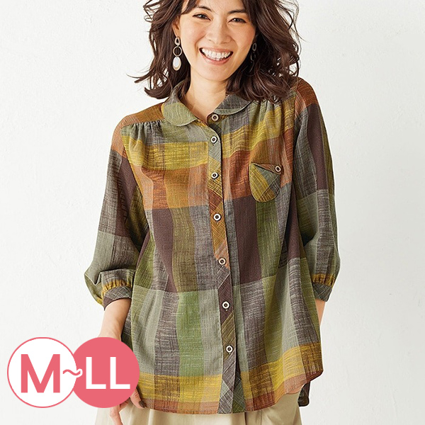 日本代購-彩色格紋口袋設計襯衫(M-LL) 日本代購,格紋,襯衫