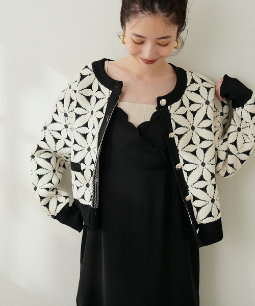日本natural couture優雅壓花開衫 VIS,透膚,綁結,襯衫
