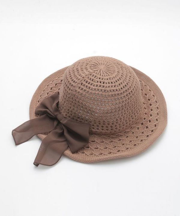 日櫃品牌可變形大蝴蝶結編織帽 日櫃品牌可變形大蝴蝶結編織帽