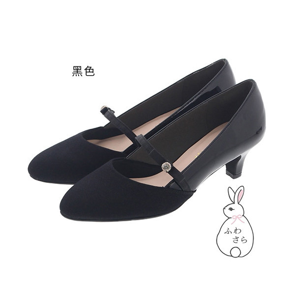 日本JELLY BEANS 異材質拼接蝴蝶結高跟鞋-黑色 JELLY BEANS,拼接,蝴蝶結,高跟鞋