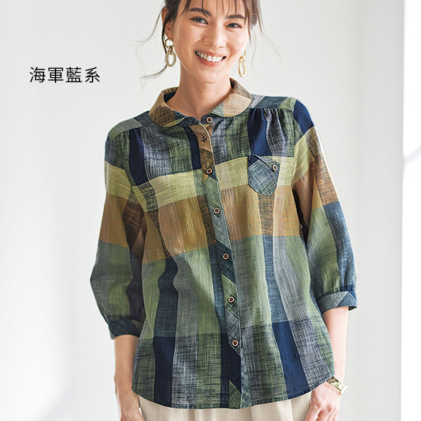 日本代購-竹節紗格紋口袋設計襯衫(共二色/M-LL) 日本代購,竹節紗,格紋,襯衫