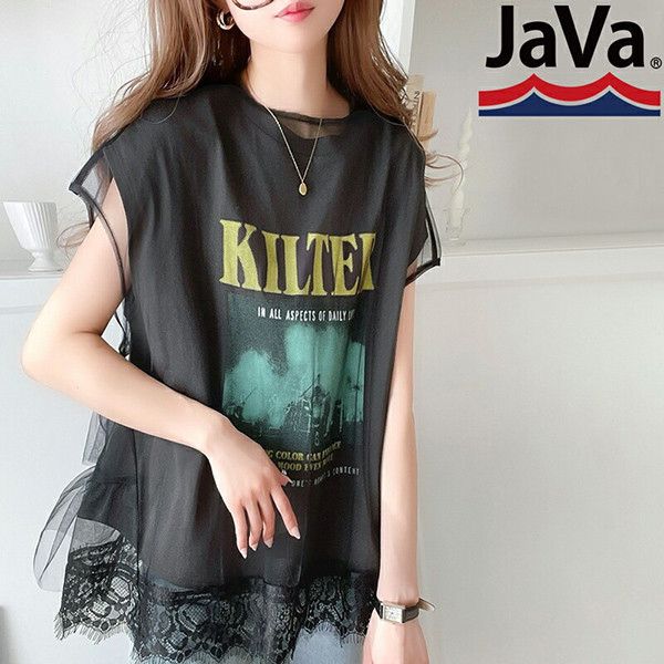 日本 Java 薄紗罩衫印花T恤組(共三色) Java,薄紗,印花,T恤