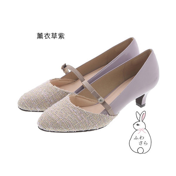 日本JELLY BEANS 異材質拼接蝴蝶結高跟鞋-薰衣草紫 JELLY BEANS,拼接,蝴蝶結,高跟鞋