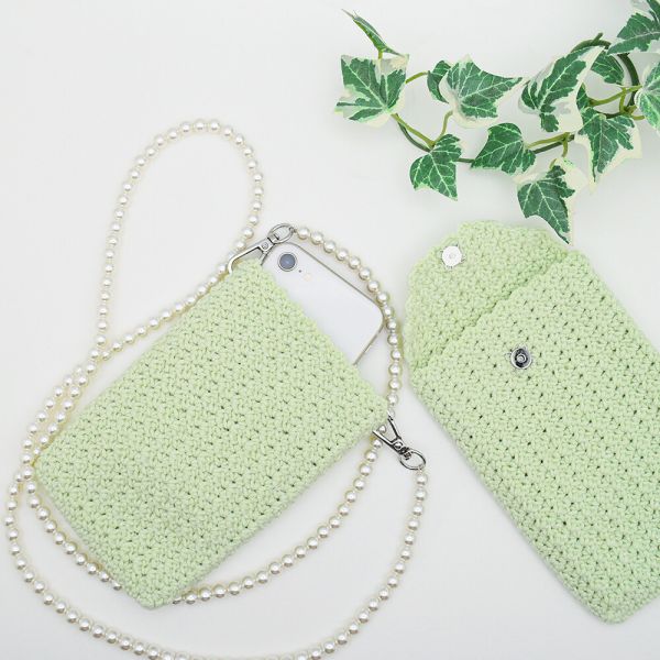 日本ないとう原廠材料包 - 小貝殼圖案珍珠鏈手機包 