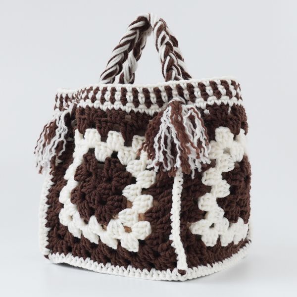 日本Hará Wool 材料包 -卡布奇諾モチーフつなぎの大きめバッグ 