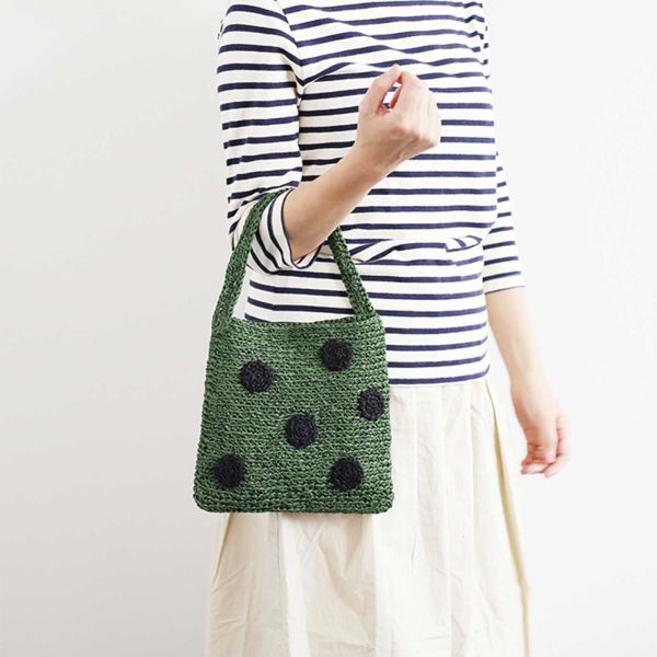 水玉グリーンのバッグが編めるＧＩＭＡ糸とミニブック「ＰａｔｔｅｒｎｓＮｏｔｅ」 