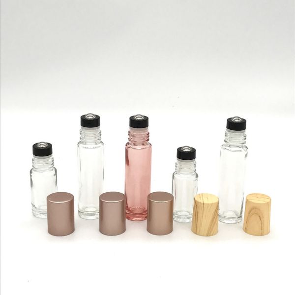 滾珠瓶(加厚款) - 透明瓶身+木紋蓋 - 5ml / 10ml 滾珠瓶